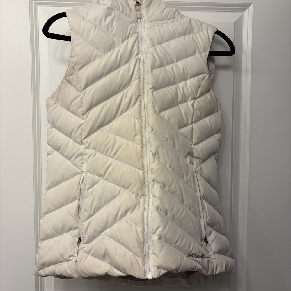 Eddie Bauer | Ivory Quilted Down Vest with Hood